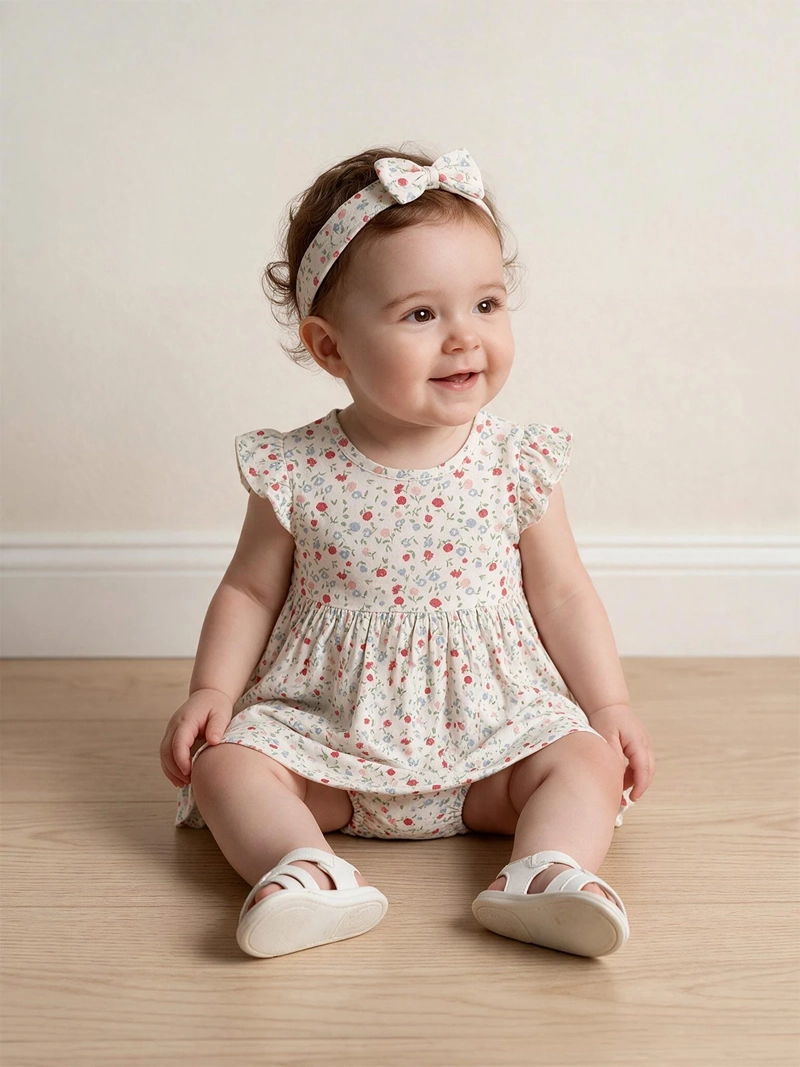 VESTIDO NIÑA BABY HARVEST ALGODÓN CUBRE PAÑAL - 1