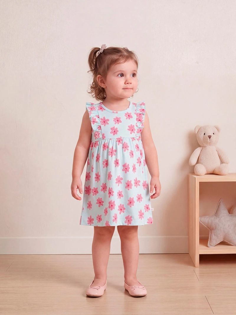 VESTIDO NIÑA BABY HARVEST ALGODÓN VUELOS ESTAMPADO