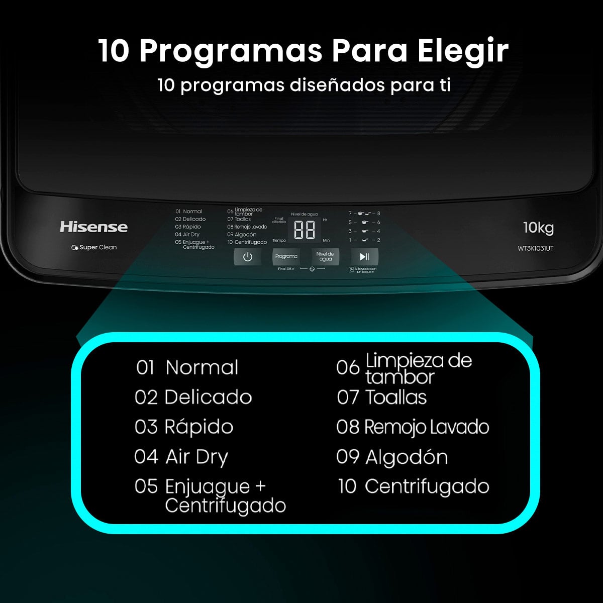 LAVADORA CARGA SUPERIOR HISENSE WT3K1031UT 10KG GRAFITO - 11