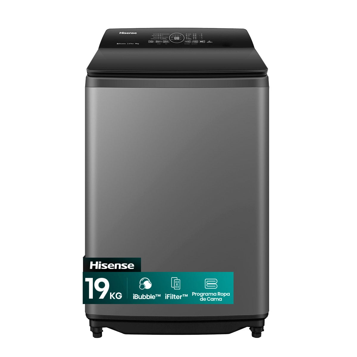 LAVADORA CARGA SUPERIOR HISENSE WT3I1923UT 19KG GRAFITO - 2