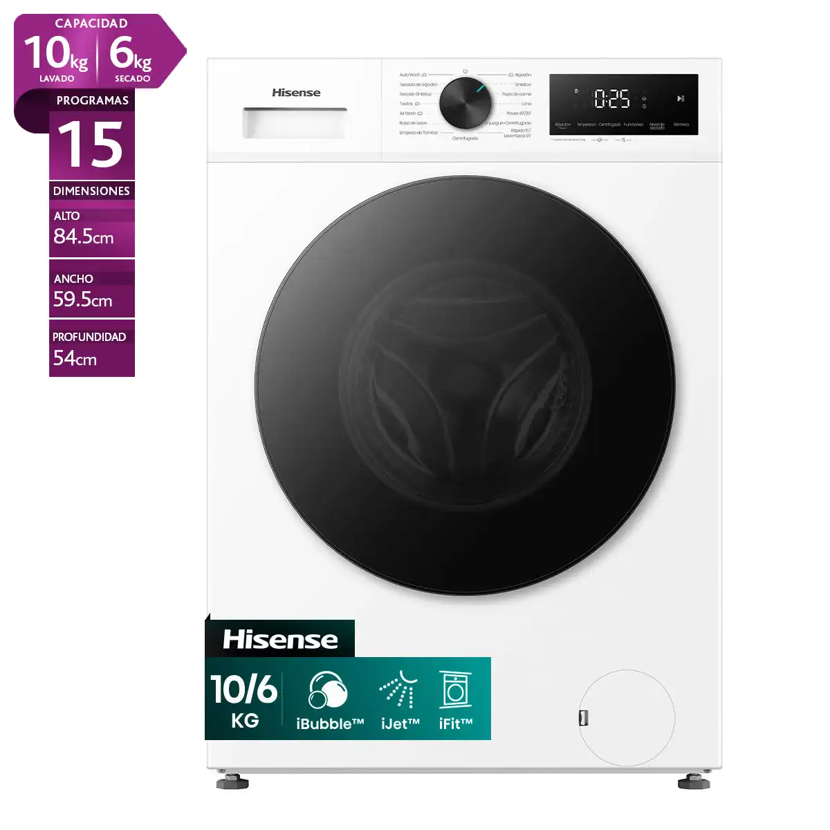 LAVADORA SECADORA HISENSE WD1I1041BW 10KG 6KG BLANCO - 1