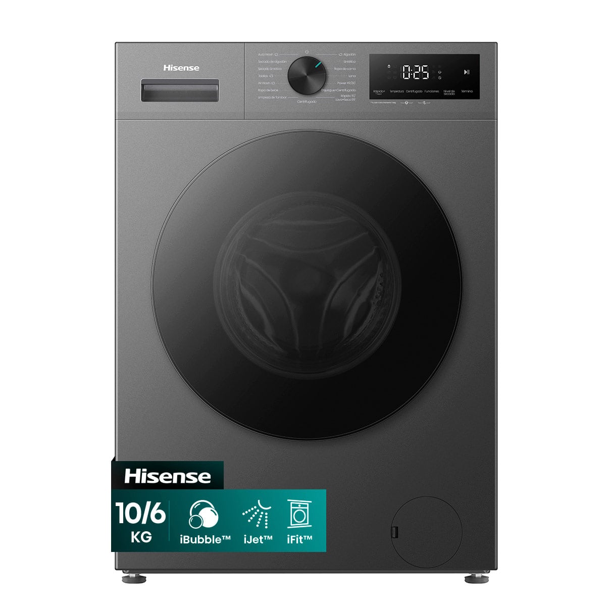 LAVADORA SECADORA HISENSE WD1I1041BT 10KG 6KG GRAFITO - 2