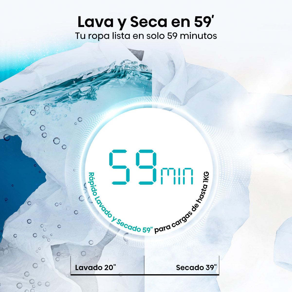 LAVADORA SECADORA HISENSE WD1I1041BT 10KG 6KG GRAFITO - 8