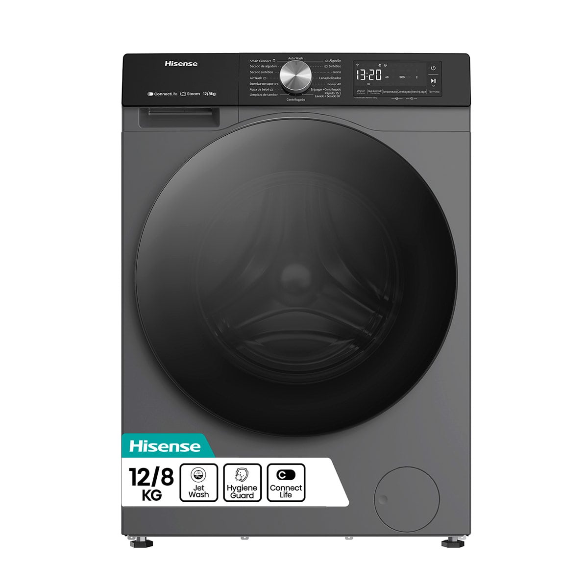 LAVADORA SECADORA HISENSE WD3S1243BT1 12KG 8KG GRAFITO - 2