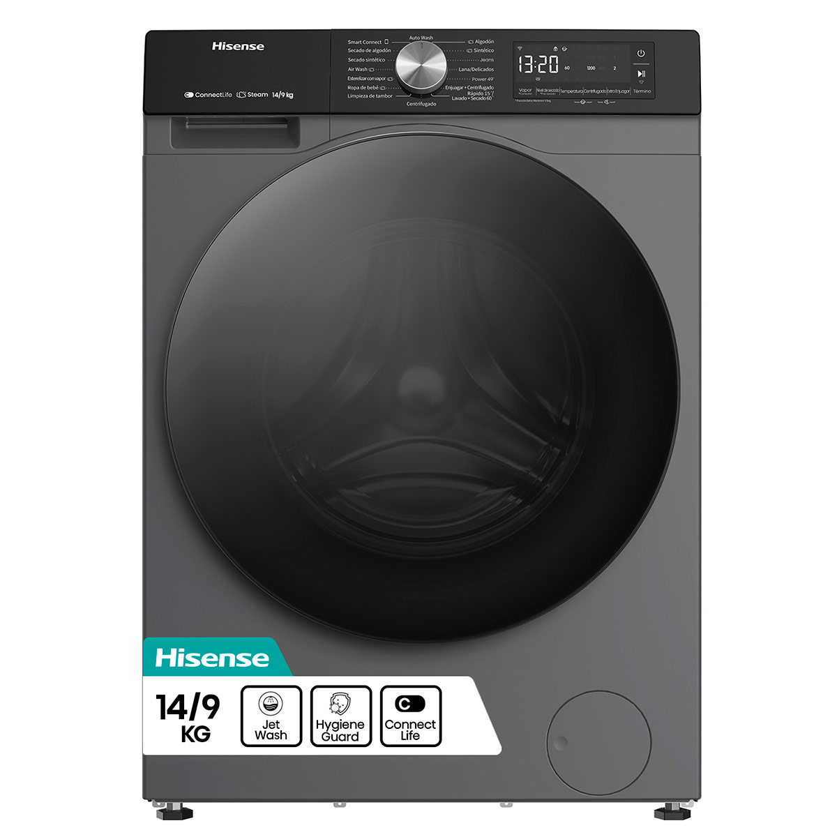 LAVADORA SECADORA HISENSE WD3S1443BT2 14KG 9KG GRAFITO - 2