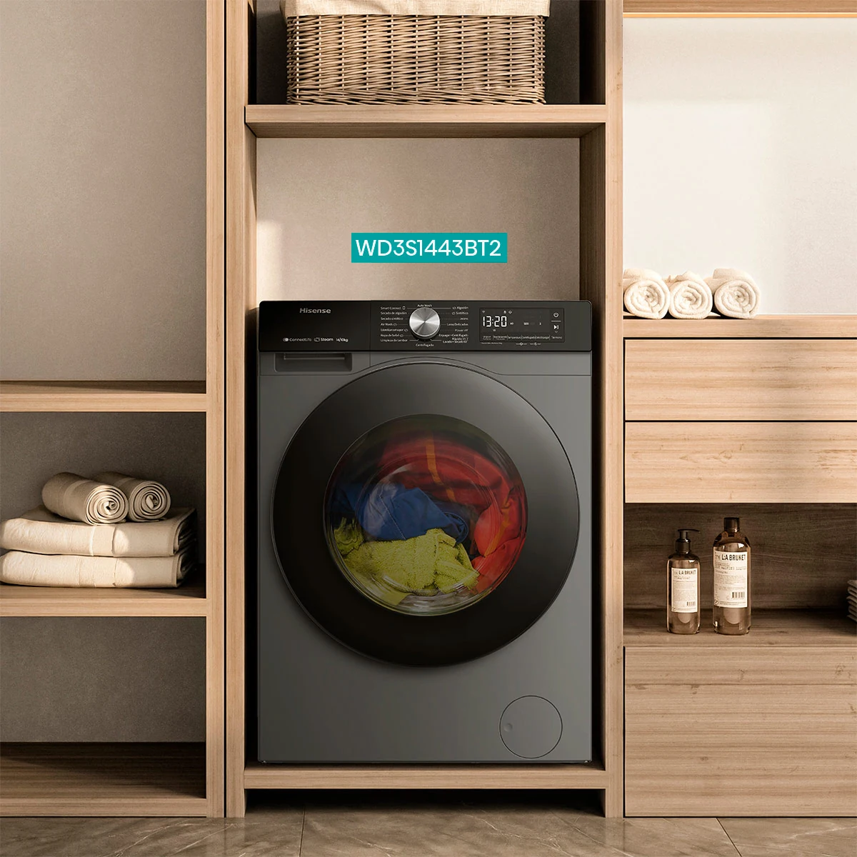 LAVADORA SECADORA HISENSE WD3S1443BT2 14KG 9KG GRAFITO - 12