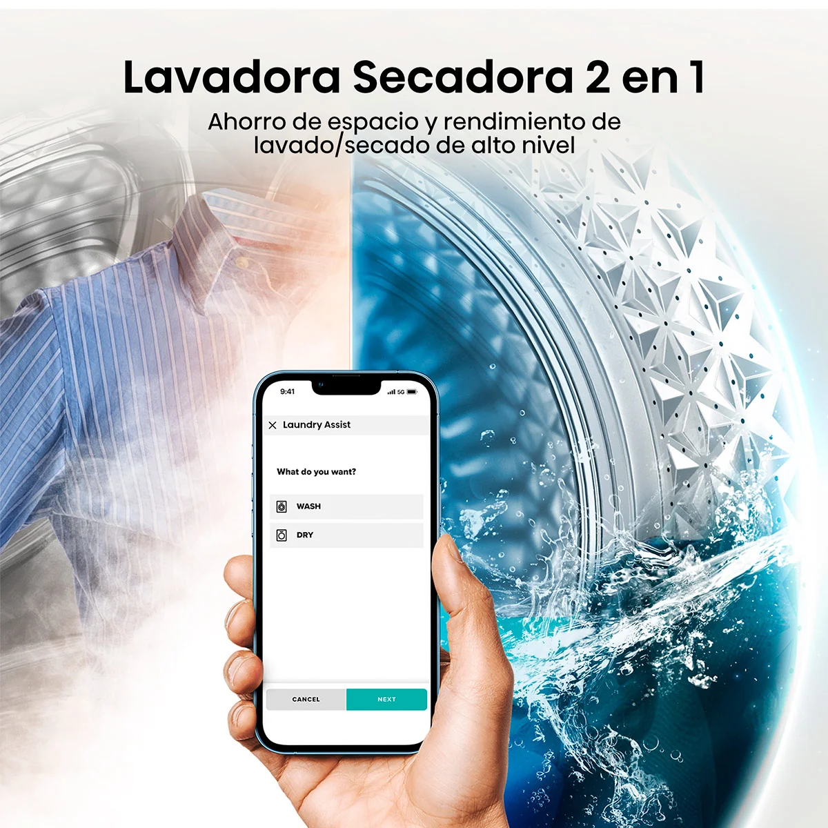 LAVADORA SECADORA HISENSE WD3S1443BT2 14KG 9KG GRAFITO - 8
