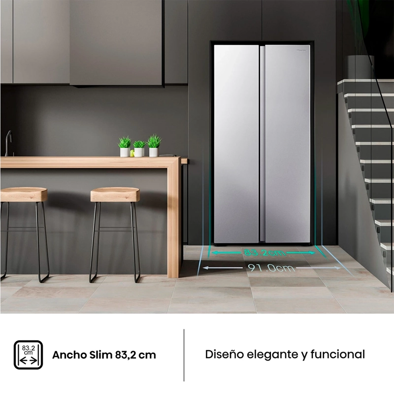 REFRIGERADOR SIDE BY SIDE HISENSE RS3P428NEDA 441L NO FROST PLATA - 6