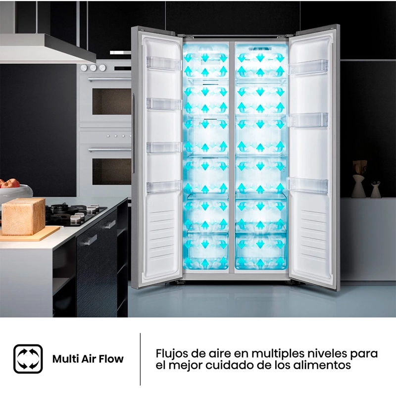 REFRIGERADOR SIDE BY SIDE HISENSE RS3P428NEDA 441L NO FROST PLATA - 8