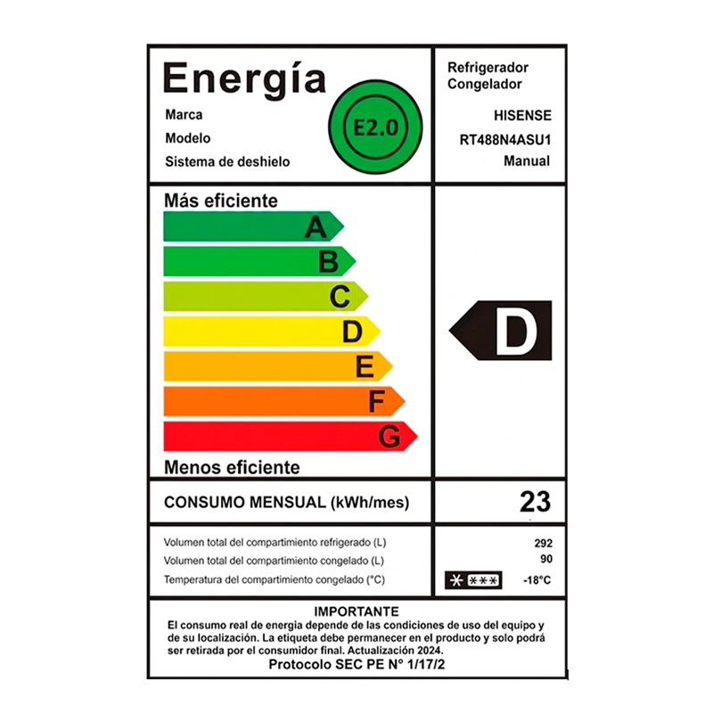 REFRIGERADOR TOP FREEZER HISENSE RT488N4ASU1 382L NO FROST PLATA - 15