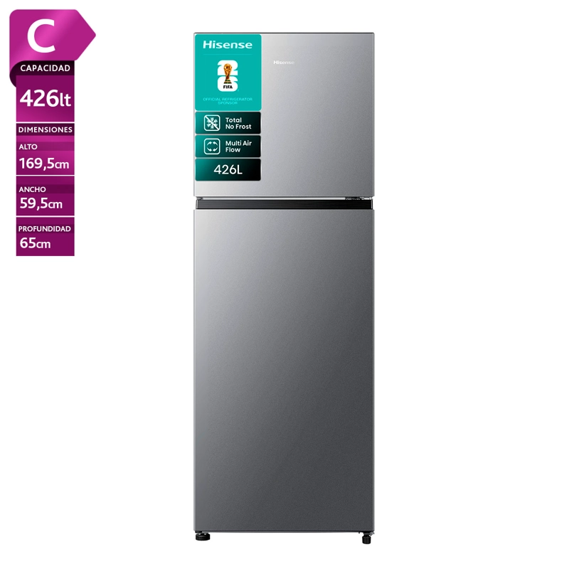 REFRIGERADOR TOP FREEZER HISENSE RT418N4ASU1 326L NO FROST PLATA - 1