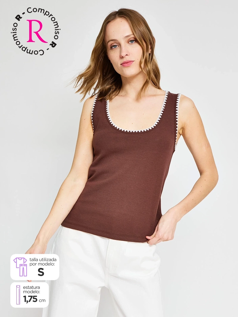 POLERA MUJER MARQUIS ALGODÓN DETALLE ESCOTE
