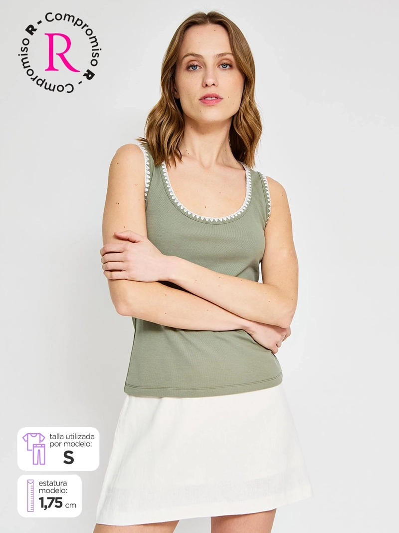 POLERA MUJER MARQUIS ALGODÓN DETALLE ESCOTE