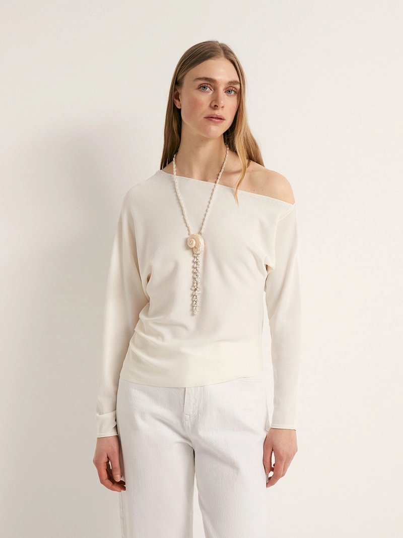 SWEATER MUJER SFERA MANGA LARGA ASIMÉTRICO - 2