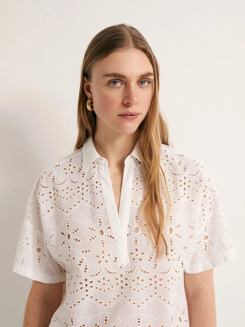 BLUSA MUJER SFERA ALGODÓN BORDADA - 5