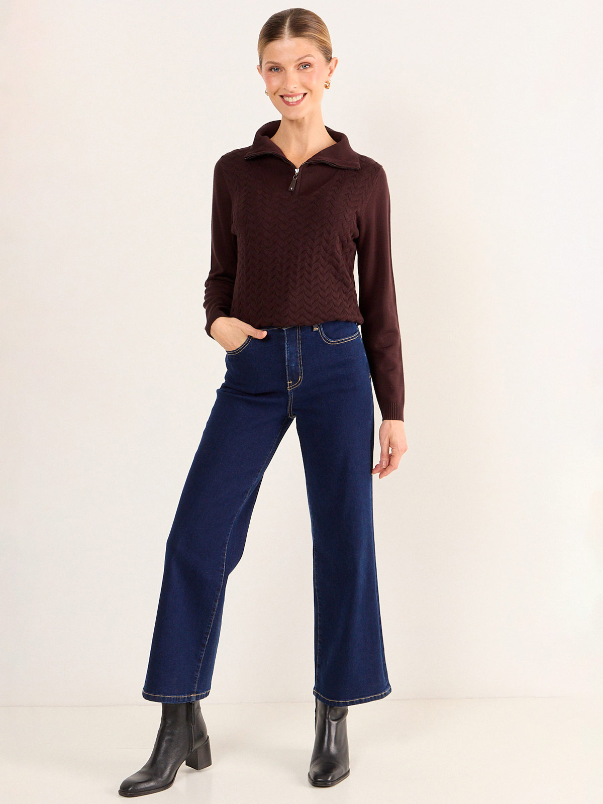 SWEATER MUJER MA GRIFFE CUELLO ALTO TRENZADO - 1
