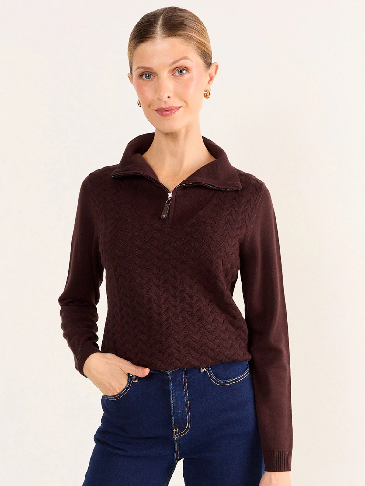 SWEATER MUJER MA GRIFFE CUELLO ALTO TRENZADO - 3