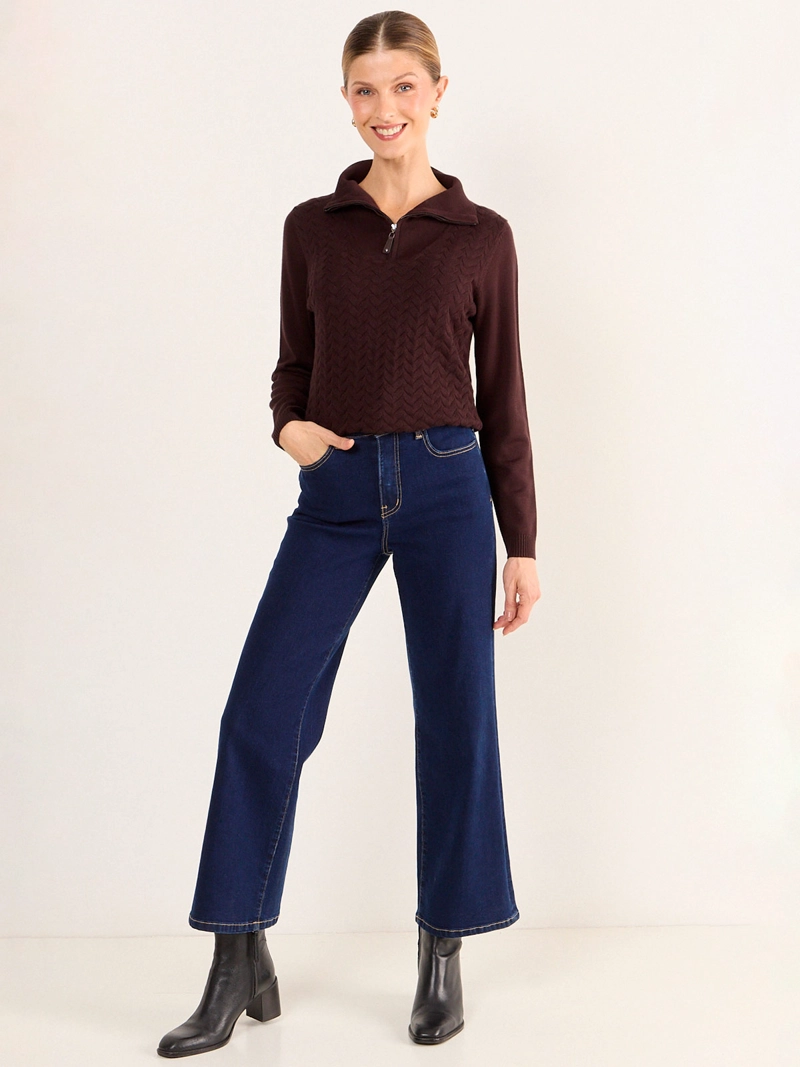SWEATER MUJER MA GRIFFE CUELLO ALTO TRENZADO - 1
