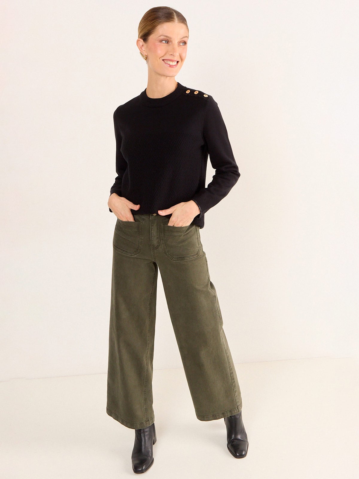 SWEATER MUJER MA GRIFFE CUELLO ALTO BOTONES - 1