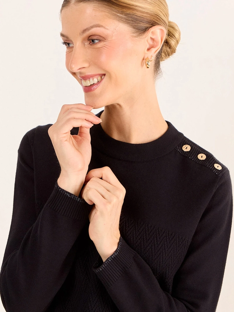 SWEATER MUJER MA GRIFFE CUELLO ALTO BOTONES - 5