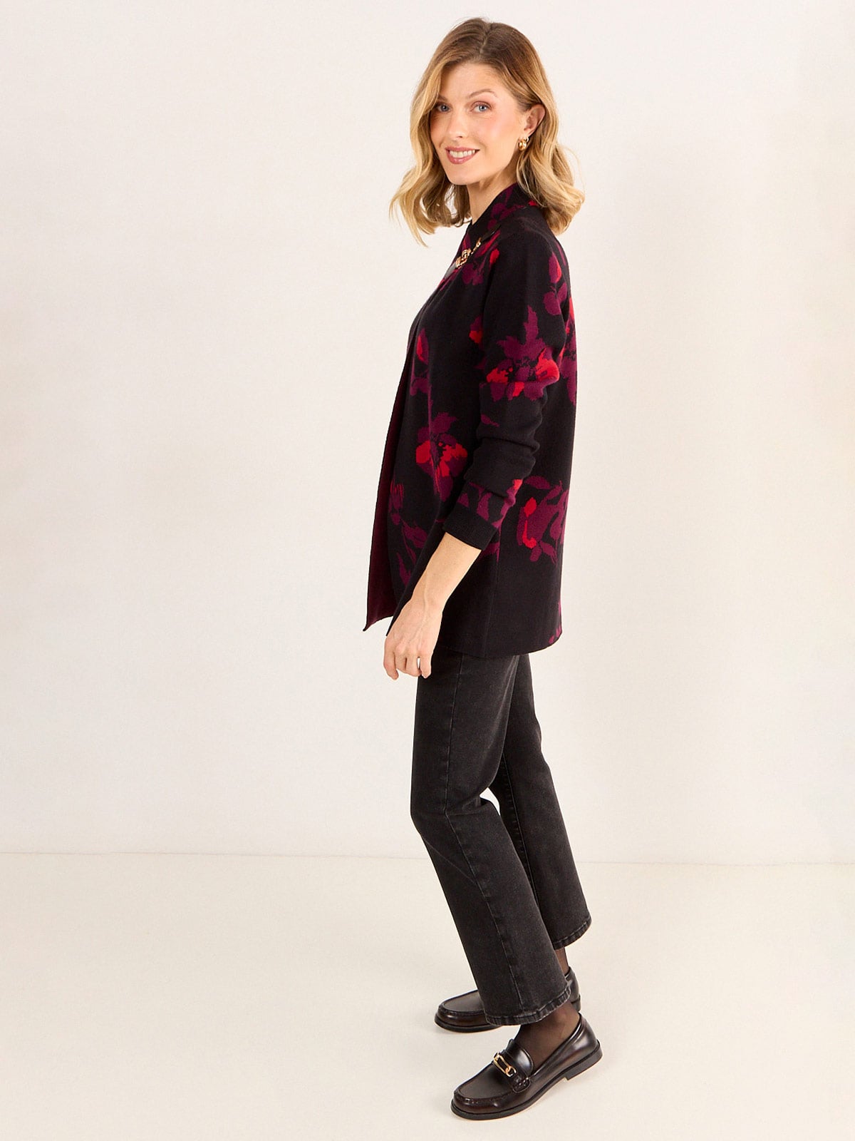CARDIGAN MUJER MA GRIFFE FLORAL CON ACCESORIO - 2