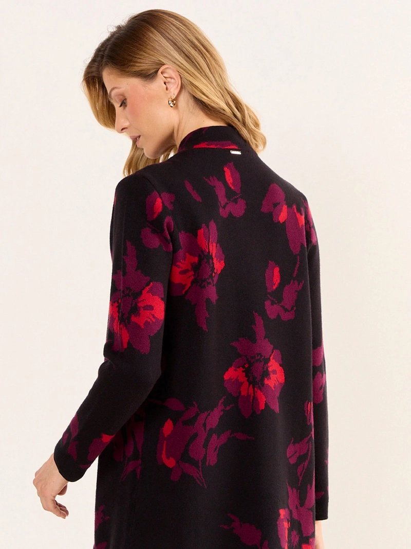 CARDIGAN MUJER MA GRIFFE FLORAL CON ACCESORIO - 4