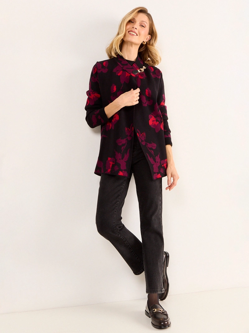 CARDIGAN MUJER MA GRIFFE FLORAL CON ACCESORIO - 1