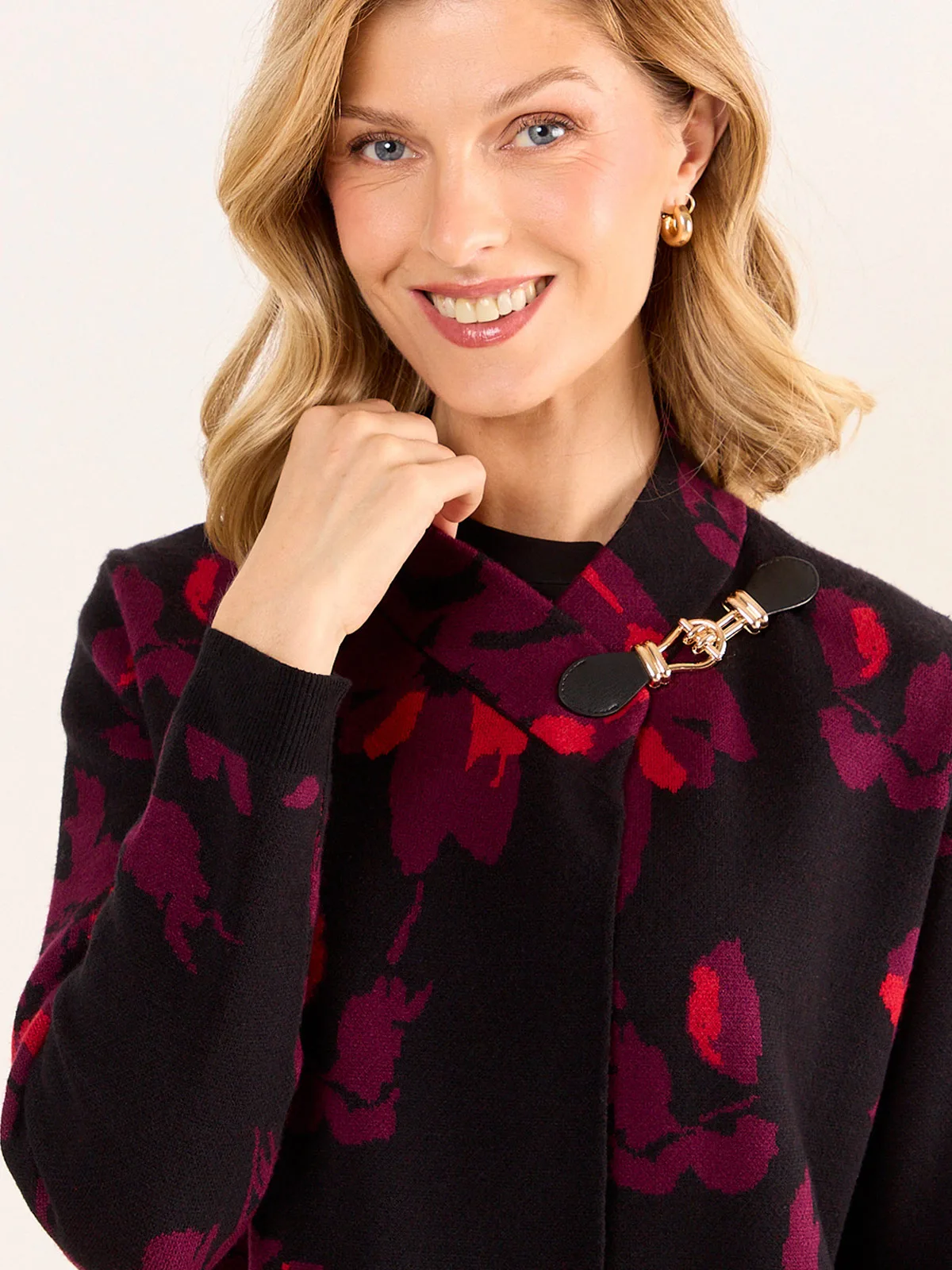 CARDIGAN MUJER MA GRIFFE FLORAL CON ACCESORIO - 5