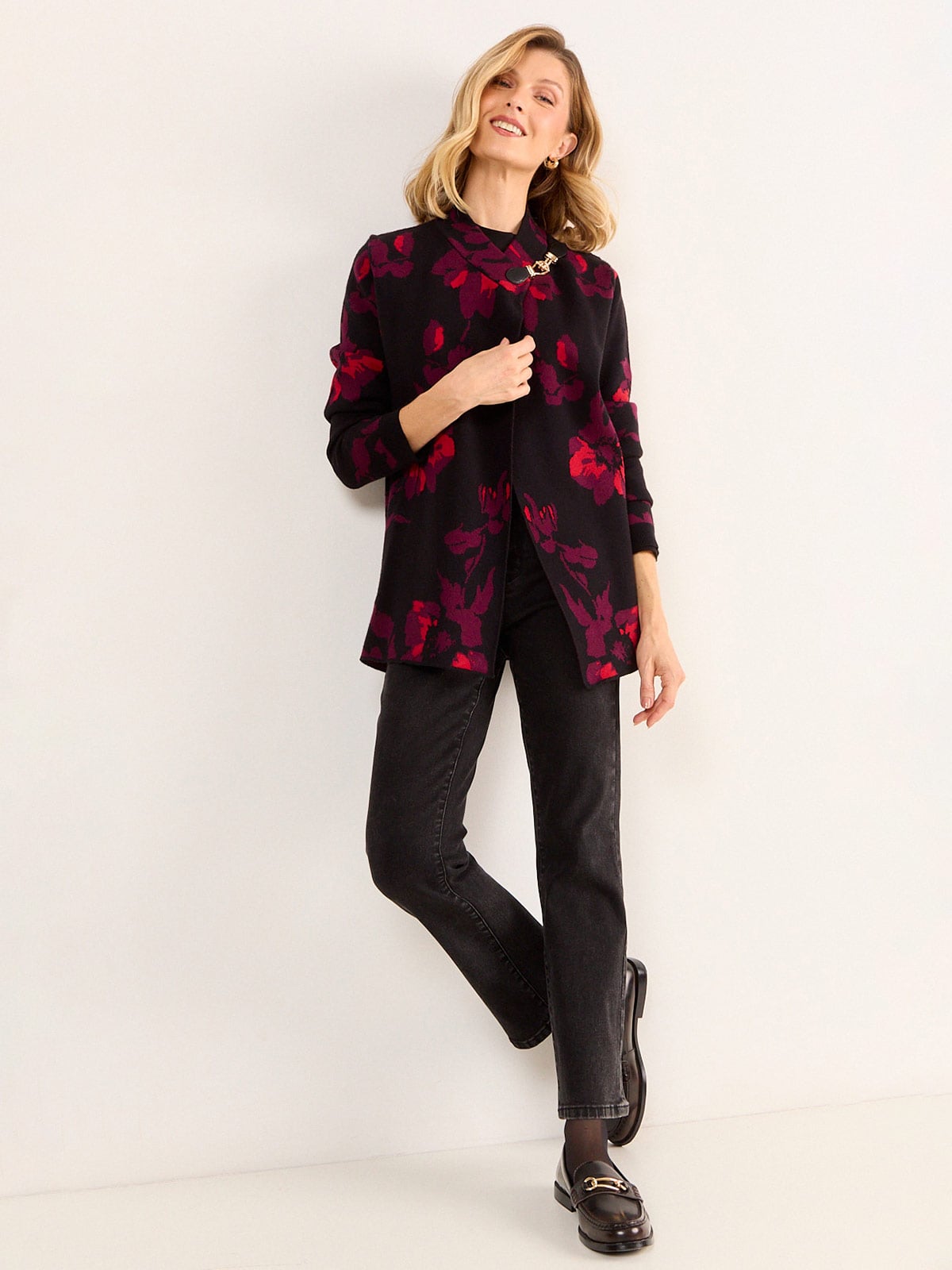 MA GRIFFE CARDIGAN MUJER MA GRIFFE FLORAL CON ACCESORIO