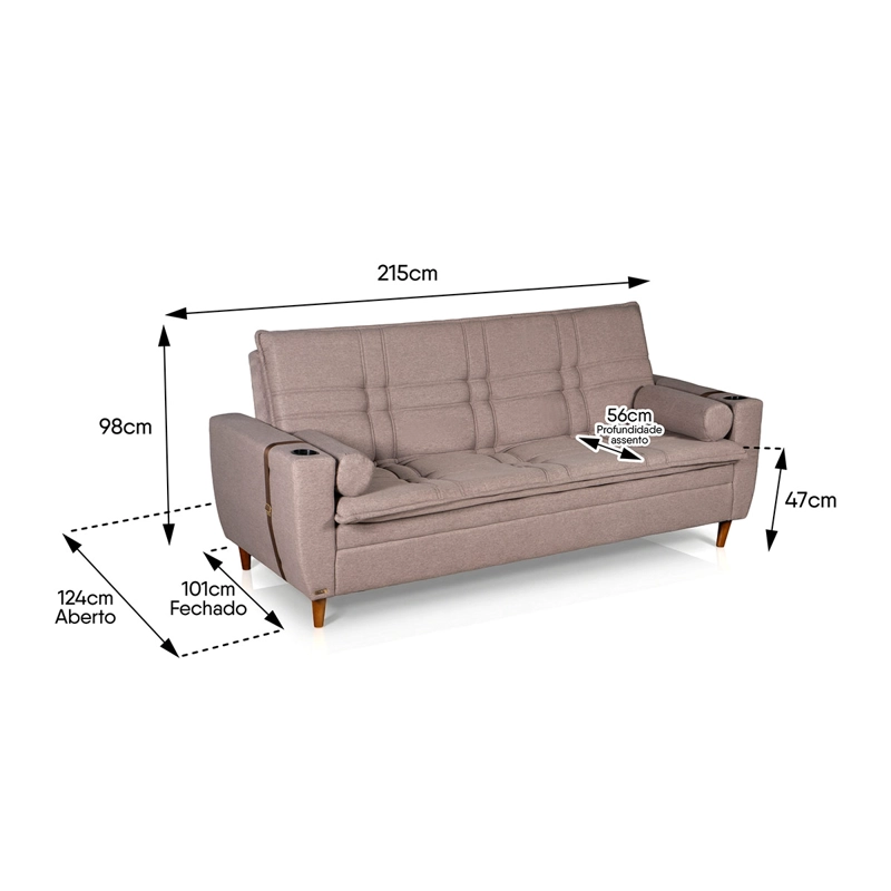 SOFÁ CAMA RECLINABLE DECOCASA BLEND RUSTIC 3 CUERPOS CAFÉ - 9