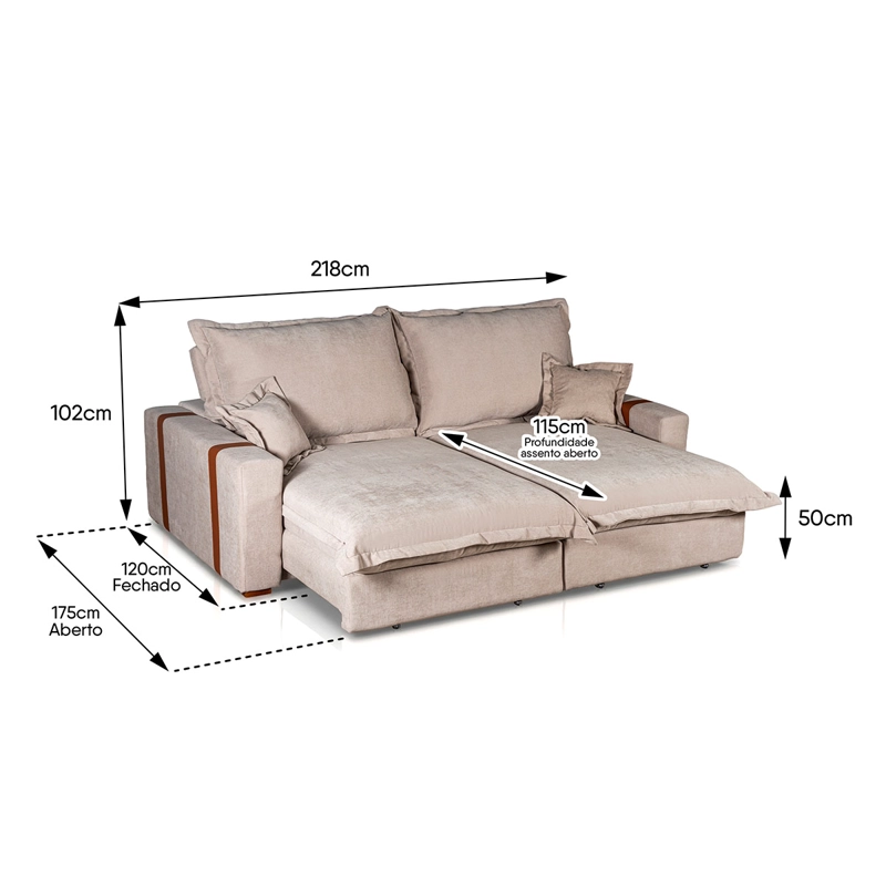 SOFÁ CAMA DECOCASA NAIROBI RETRACTIL 3 CUERPOS BEIGE - 10