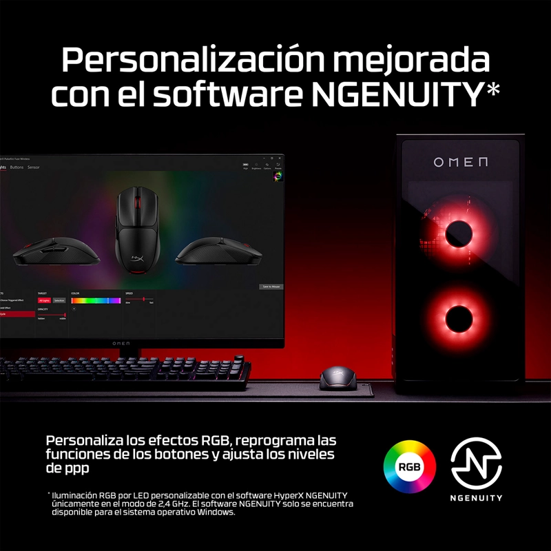 MOUSE INALÁMBRICO HYPERX PULSEFIRE FUSE - 13