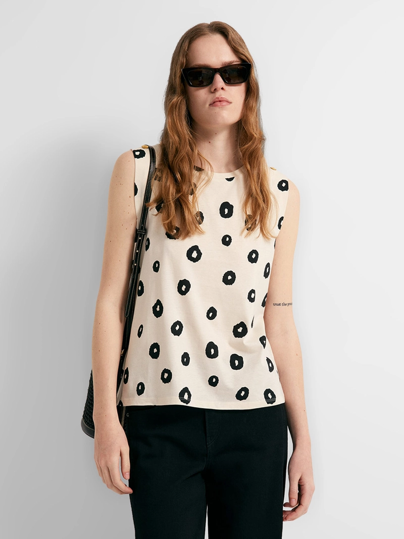 BLUSA MUJER SFERA ALGODÓN CUELLO CAJA ESTAMPADA - 1