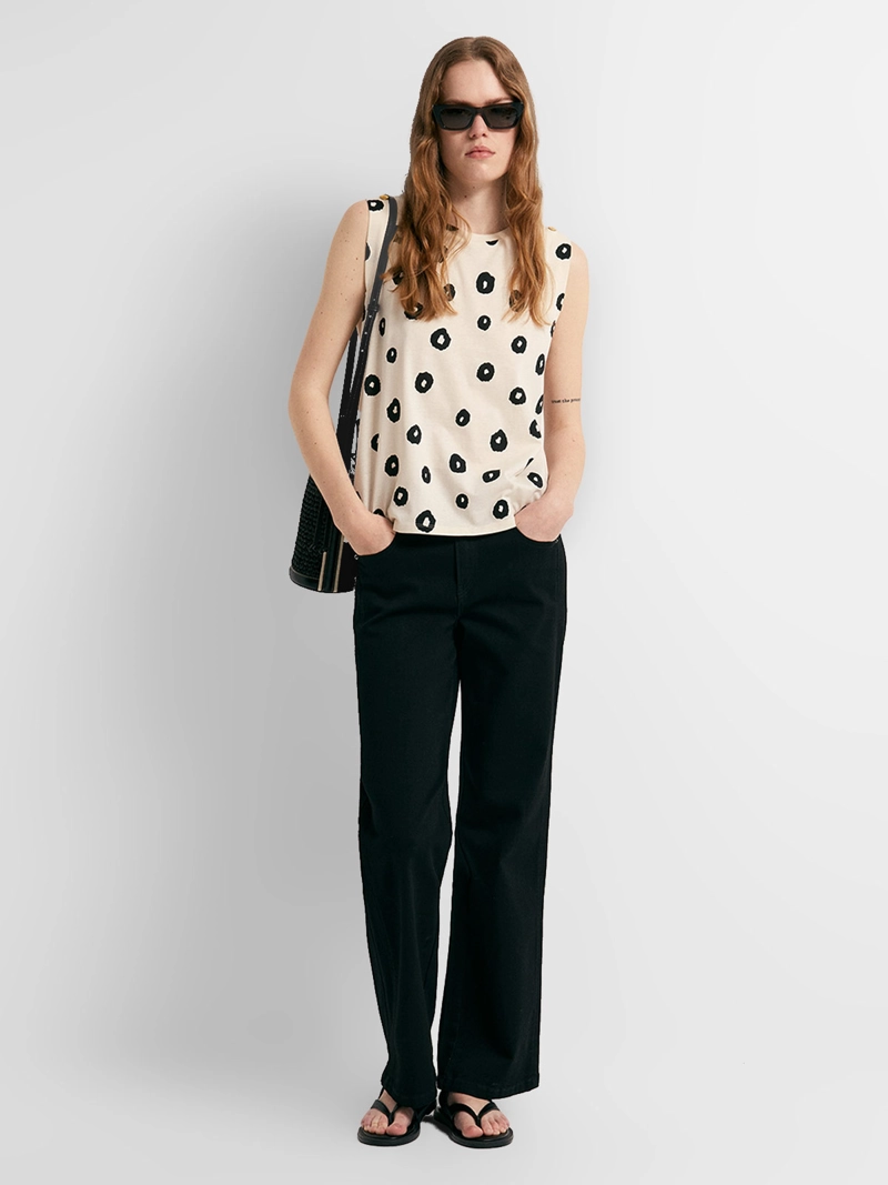 BLUSA MUJER SFERA ALGODÓN CUELLO CAJA ESTAMPADA - 4