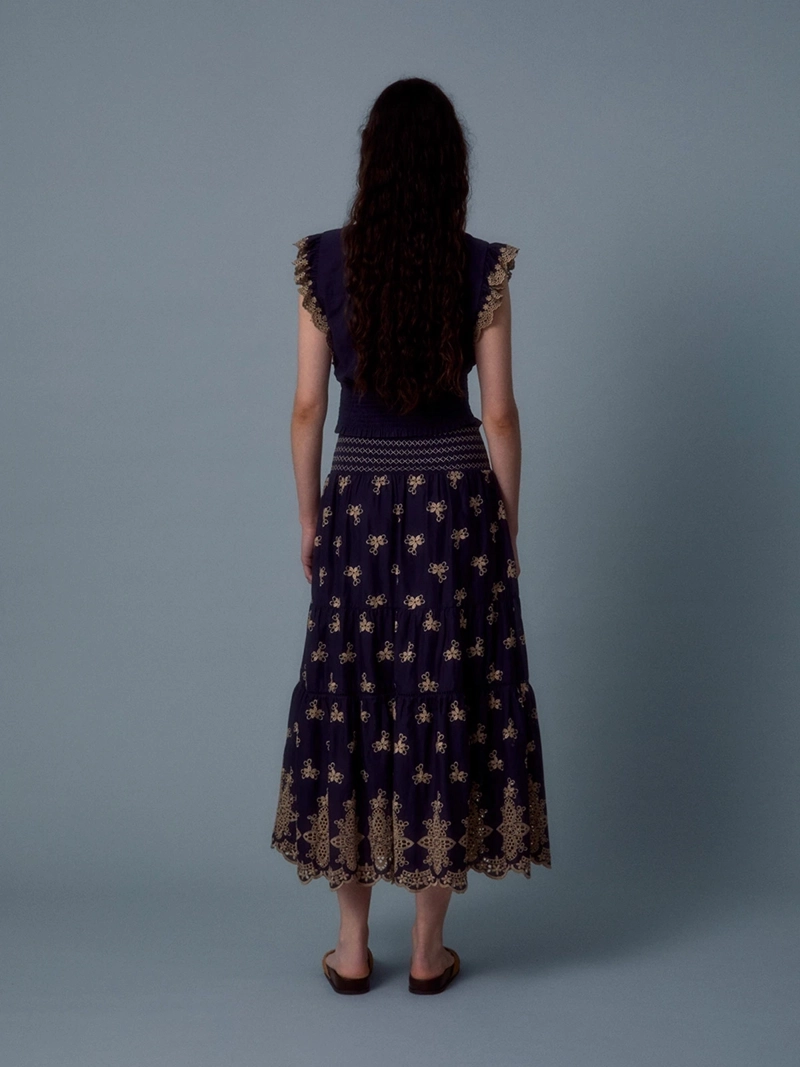 FALDA MUJER SFERA ALGODÓN BORDADA - 5