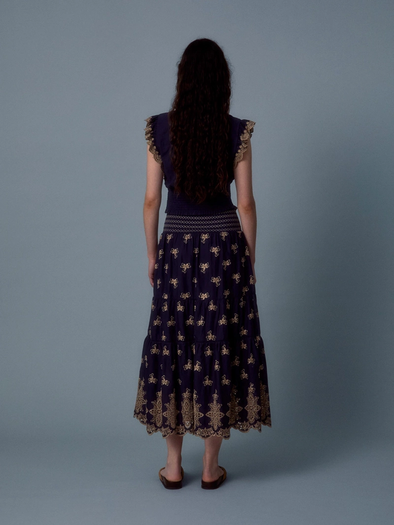 FALDA MUJER SFERA ALGODÓN BORDADA - 5
