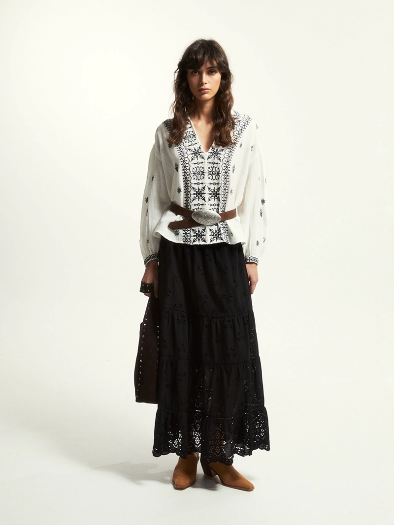 BLUSA MUJER SFERA ALGODÓN BORDADA - 1