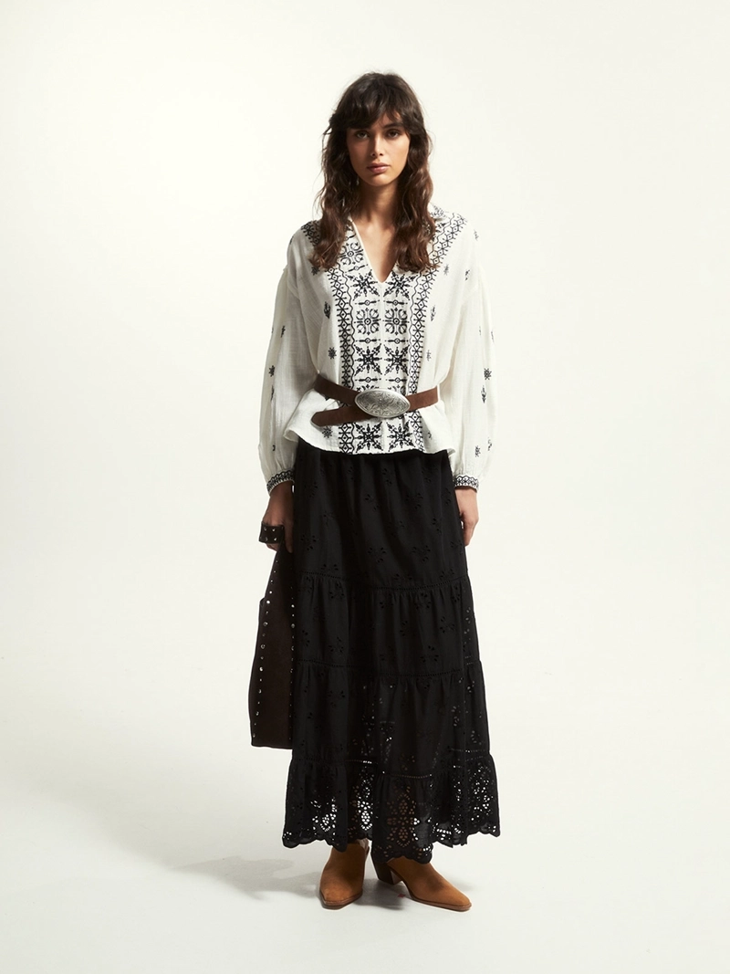 BLUSA MUJER SFERA ALGODÓN BORDADA - 1