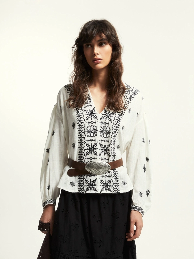 BLUSA MUJER SFERA ALGODÓN BORDADA - 2