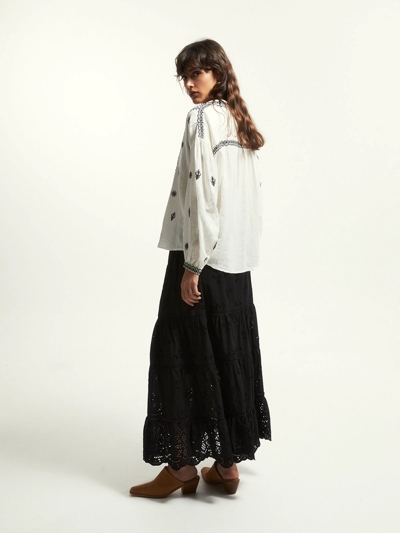 BLUSA MUJER SFERA ALGODÓN BORDADA - 3