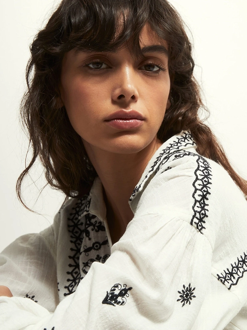 BLUSA MUJER SFERA ALGODÓN BORDADA - 4