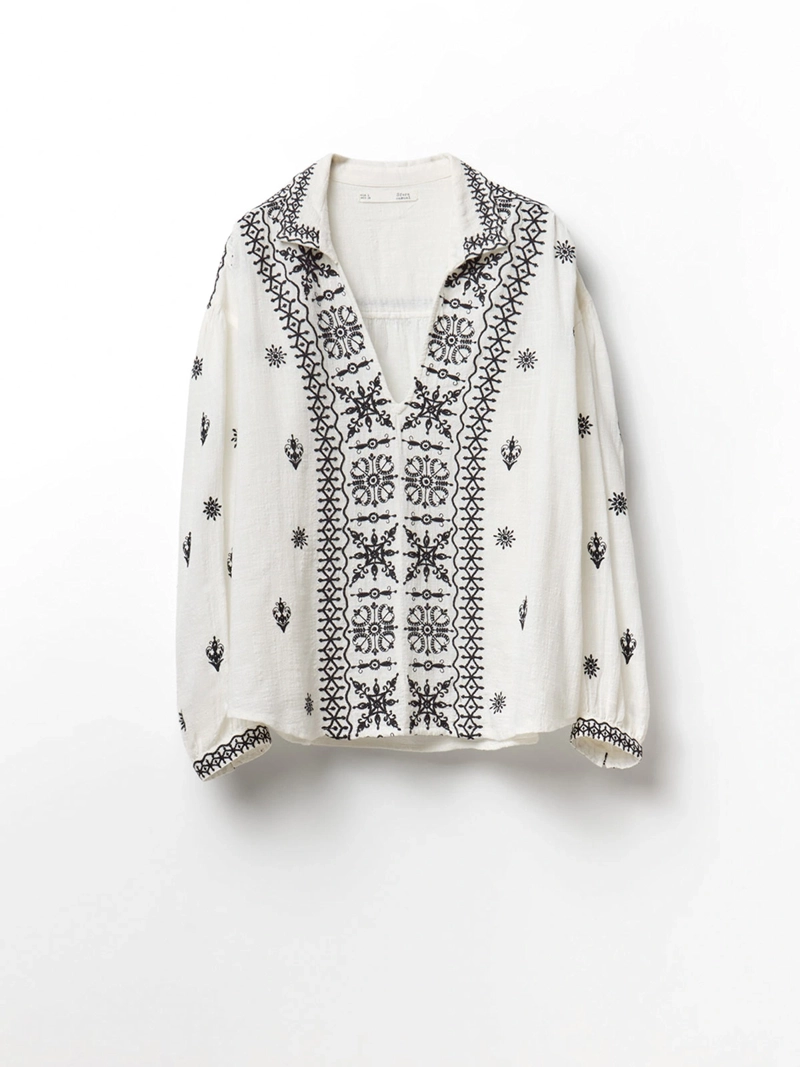 BLUSA MUJER SFERA ALGODÓN BORDADA - 5
