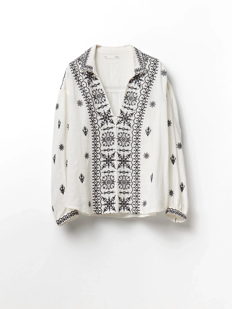 BLUSA MUJER SFERA ALGODÓN BORDADA - 5