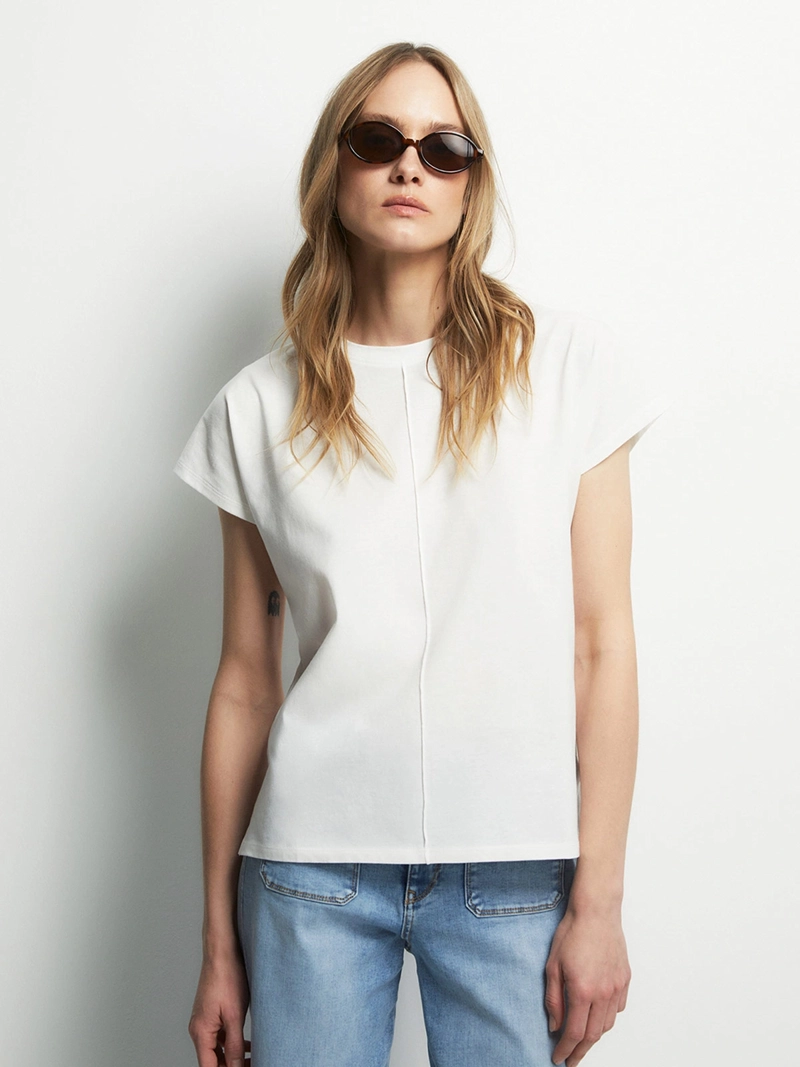 BLUSA MUJER SFERA ALGODÓN MANGA CORTA LISA - 2