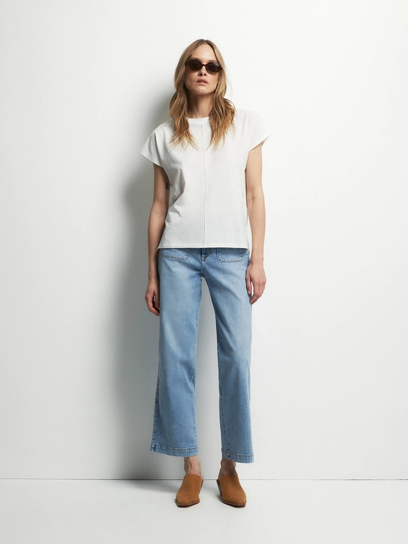 BLUSA MUJER SFERA ALGODÓN MANGA CORTA LISA - 1