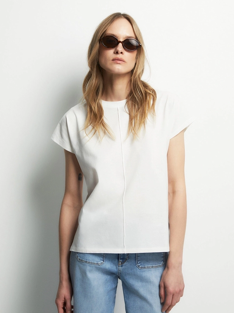 BLUSA MUJER SFERA ALGODÓN MANGA CORTA LISA - 2