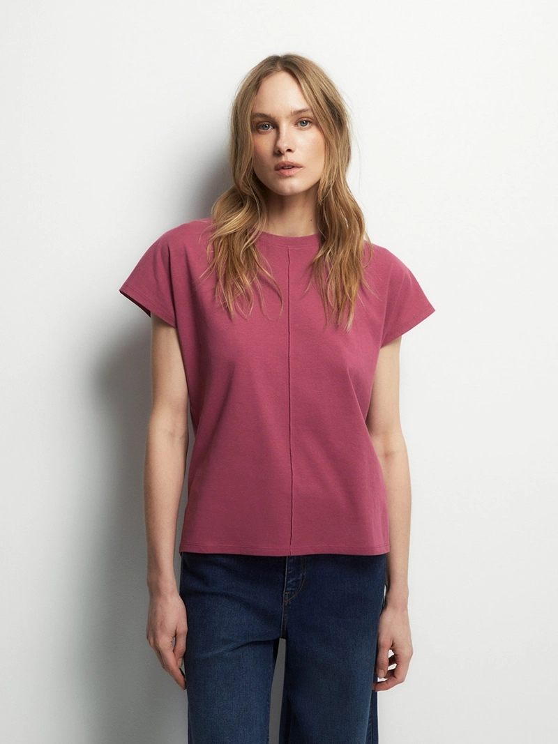 BLUSA MUJER SFERA ALGODÓN MANGA CORTA LISA - 2