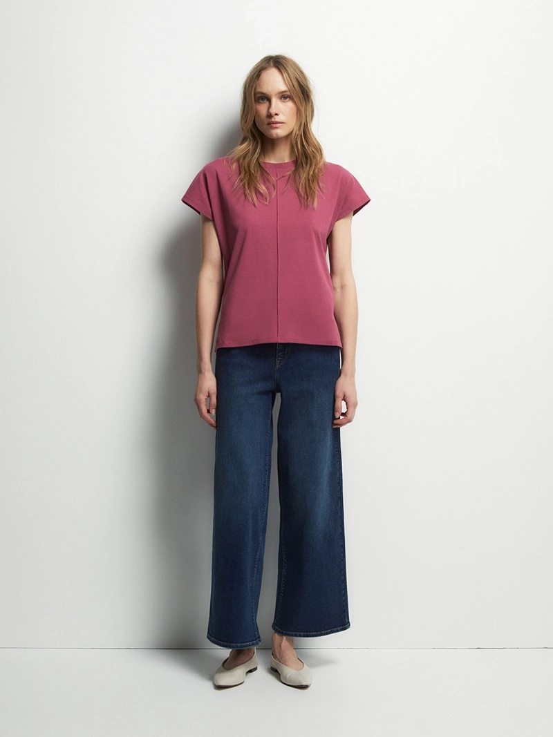 BLUSA MUJER SFERA ALGODÓN MANGA CORTA LISA - 1