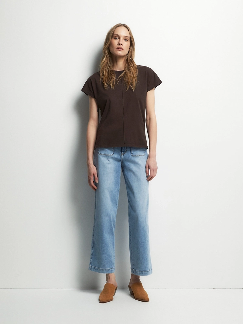 BLUSA MUJER SFERA ALGODÓN MANGA CORTA LISA - 1