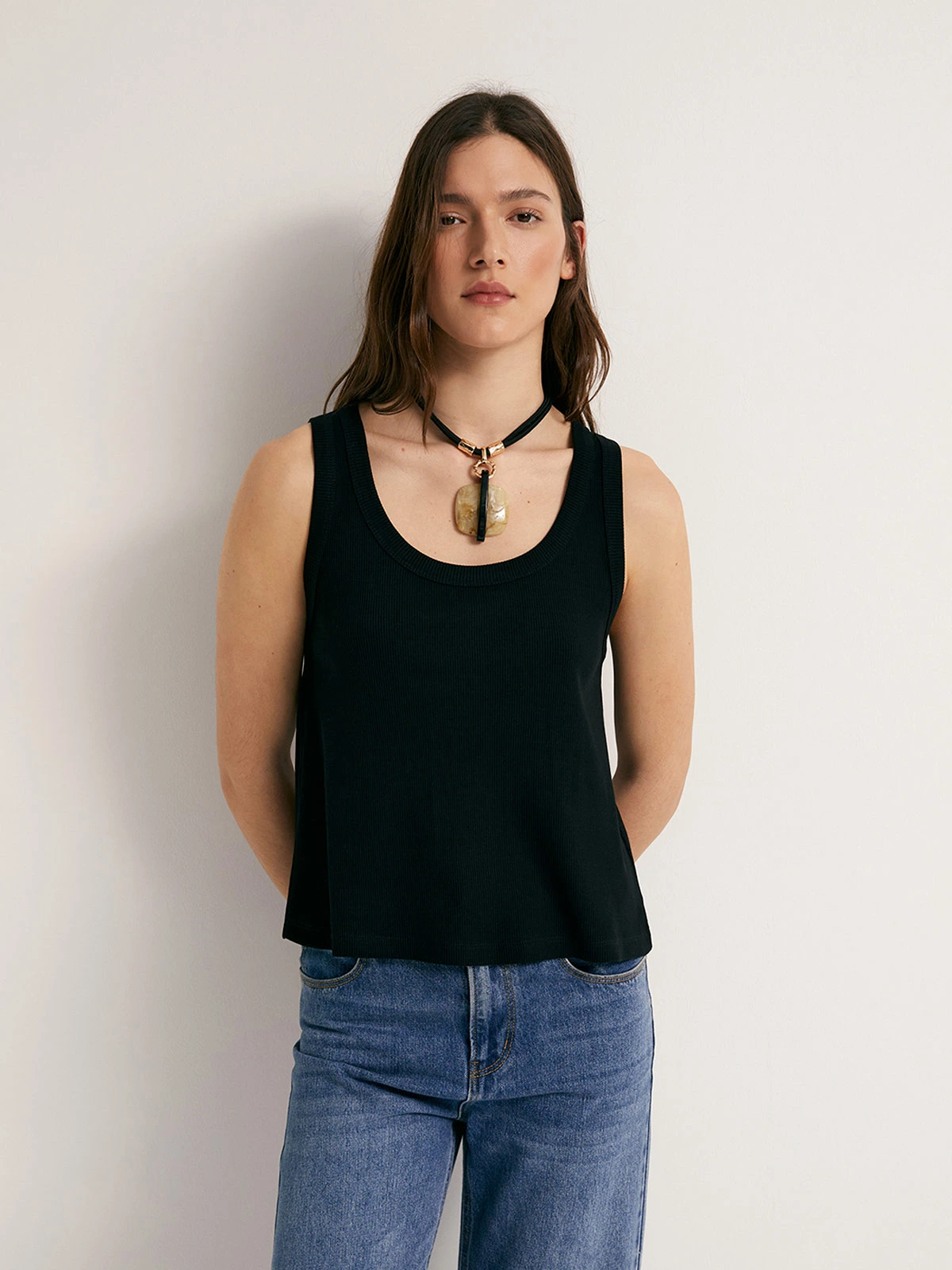 BLUSA MUJER SFERA ALGODÓN SIN MANGAS RIB - 2